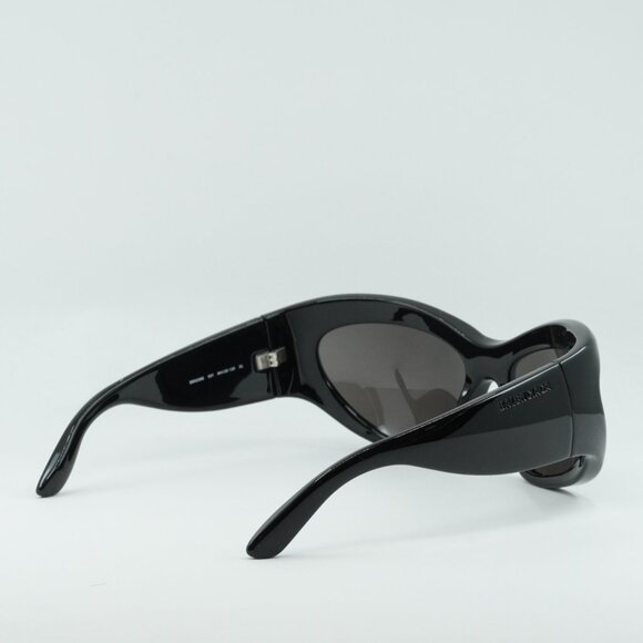 Balenciaga BB0228S 001 Sunglasses Black Geometric Frame, Grey Lenses main image 6